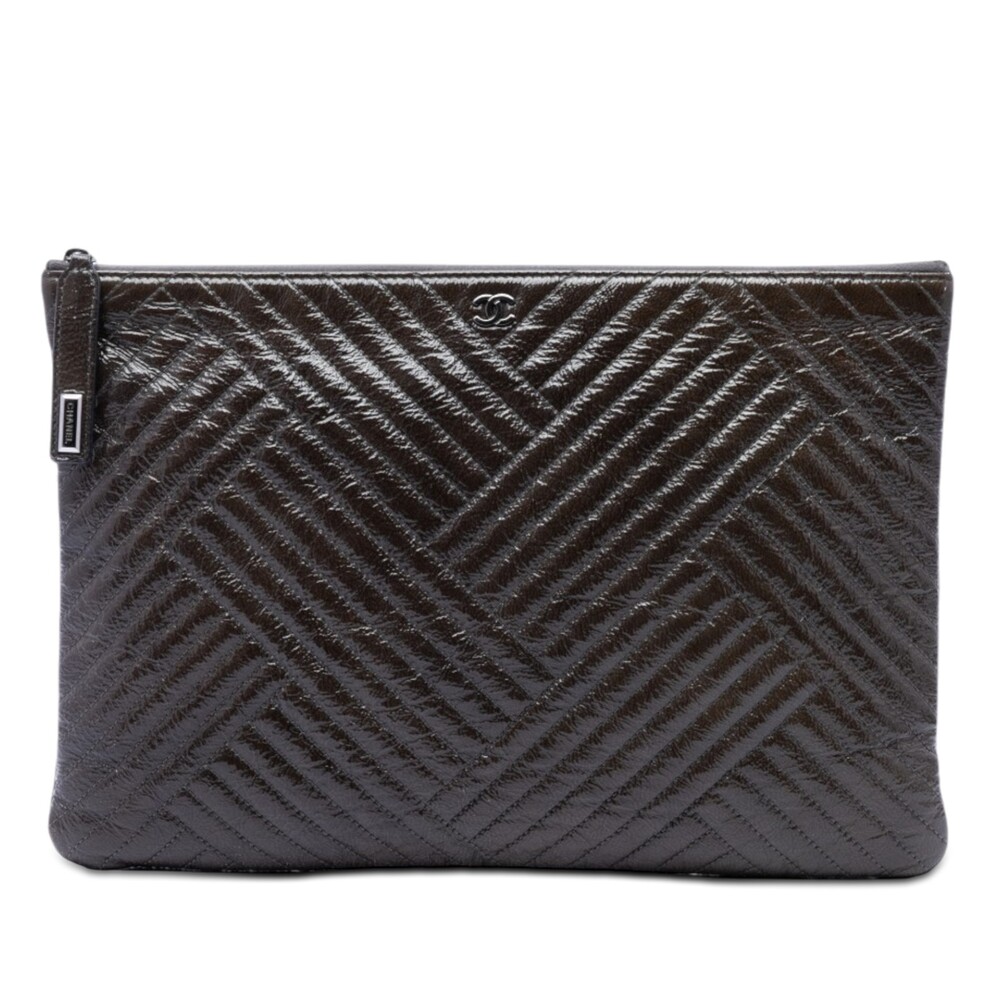 Chanel Large Distressed Chevron Patent #311624C10B